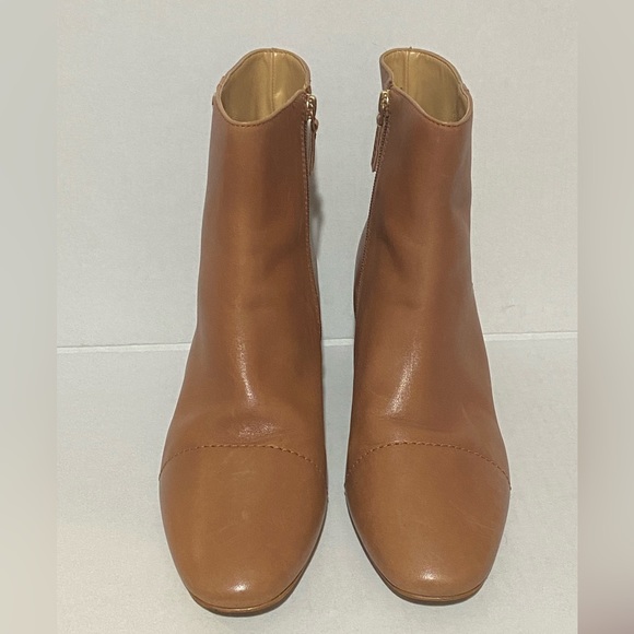 Talbots Harlow Ankle Leather Boots-Size10.5- in chestnut Zip up block heel - Picture 2 of 12